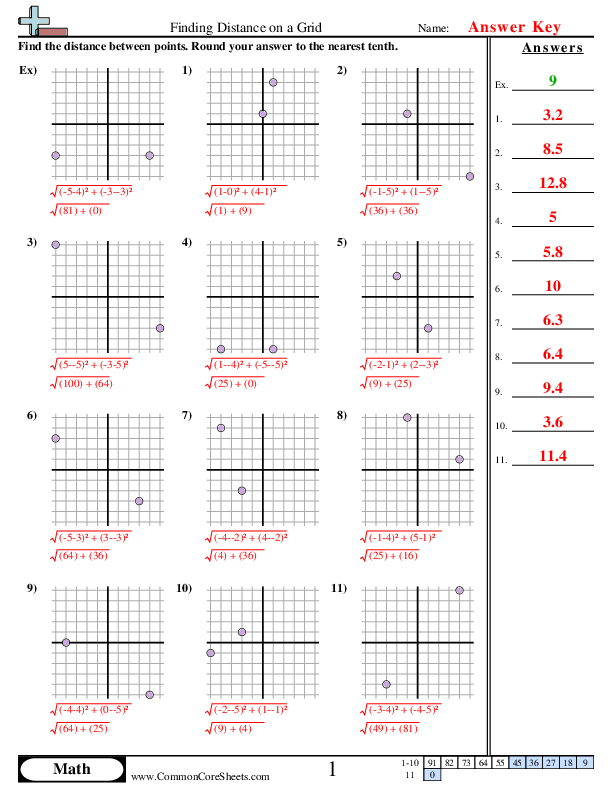  - Finding Distance (Different X and Y) worksheet